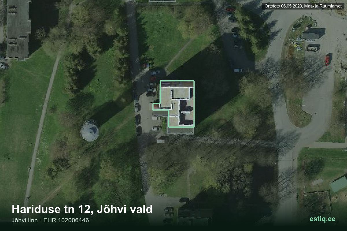 Hariduse tänav 12, Jõhvi – ilmakuva rakennuksesta, ääriviiva rakennusrekisteristä (EHR)