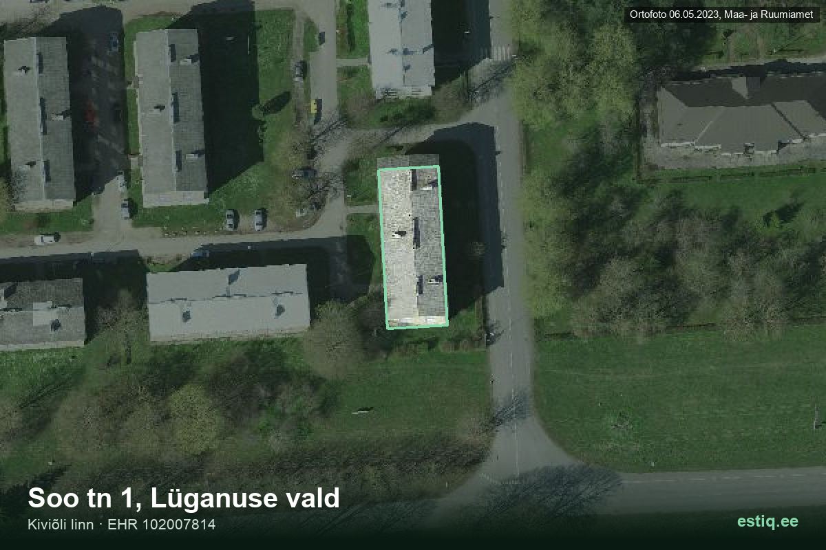 Soo tänav 1, Lüganuse – аэрофото дома, контур по данным регистра строений (EHR)