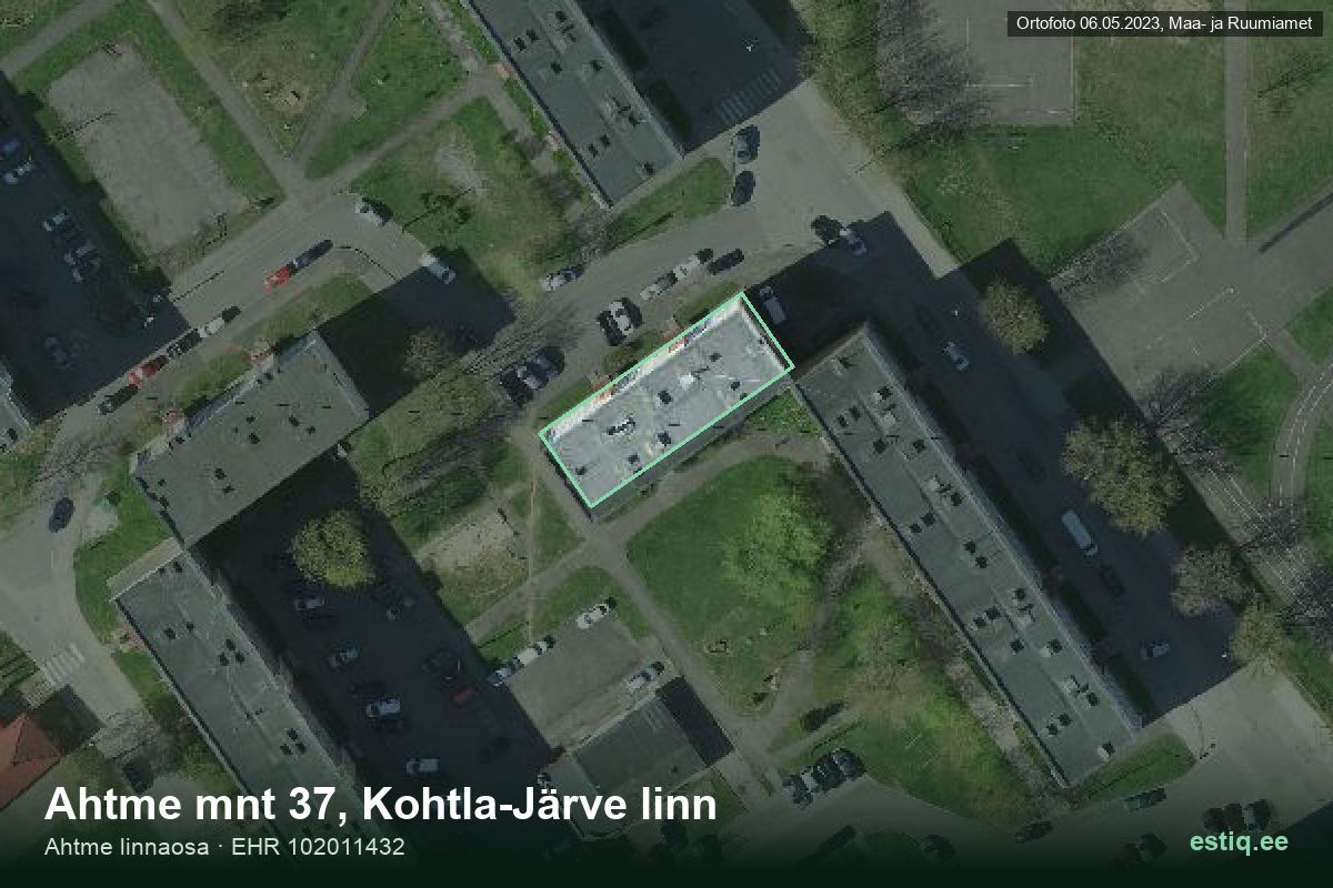 Kohtla Jarve Linn 37, Kohtla-Järve – hoone aerofoto, kontuur ehitisregistri (EHR) andmetest