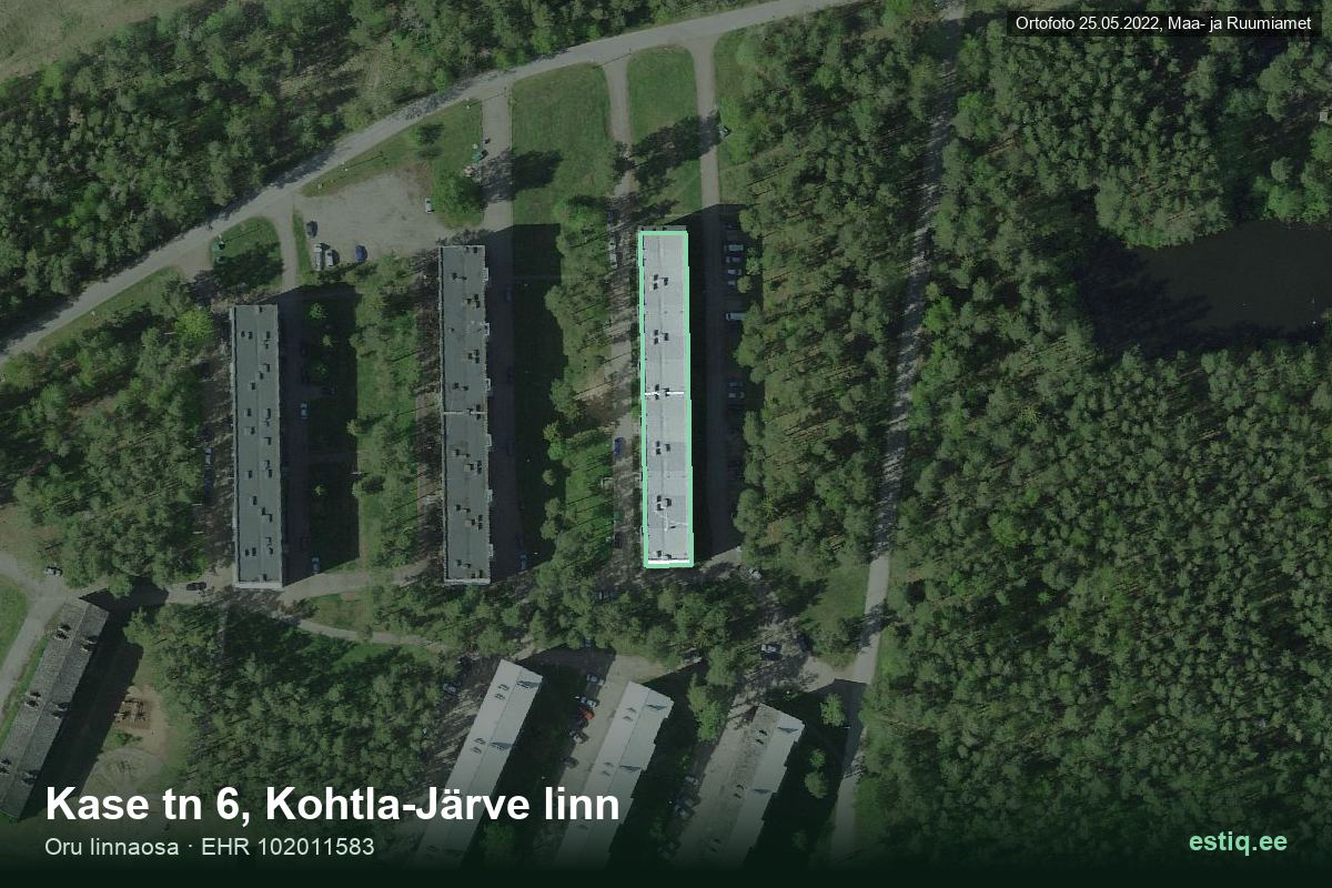 Kase tänav 6, Kohtla-Järve – aerial photo of the building, outline from the Building Register (EHR)