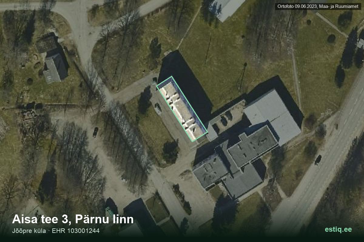 Aisa tee 3, Pärnu – hoone aerofoto, kontuur ehitisregistri (EHR) andmetest