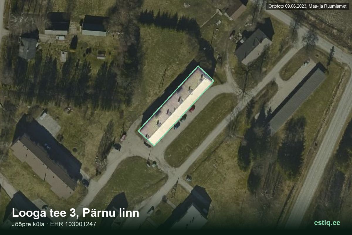 Looga tee 3, Pärnu – hoone aerofoto, kontuur ehitisregistri (EHR) andmetest