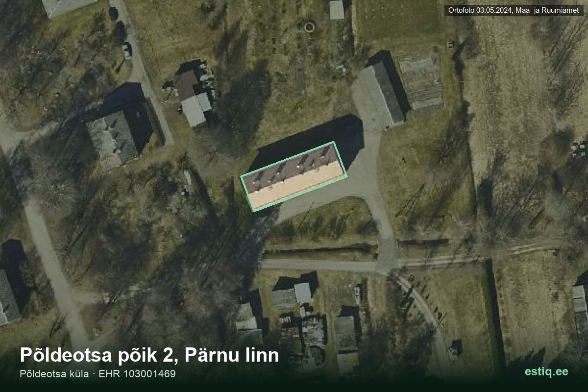 Põldeotsa põik 2, Pärnu – аэрофото дома, контур по данным регистра строений (EHR)