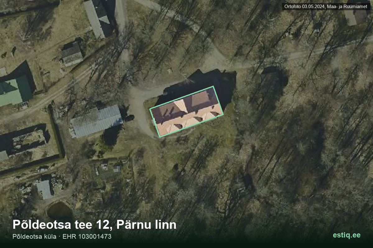 Põldeotsa tee 12, Pärnu – aerial photo of the building, outline from the Building Register (EHR)