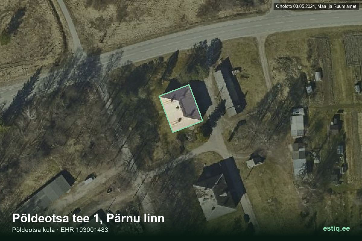 Põldeotsa tee 1, Pärnu – aerial photo of the building, outline from the Building Register (EHR)