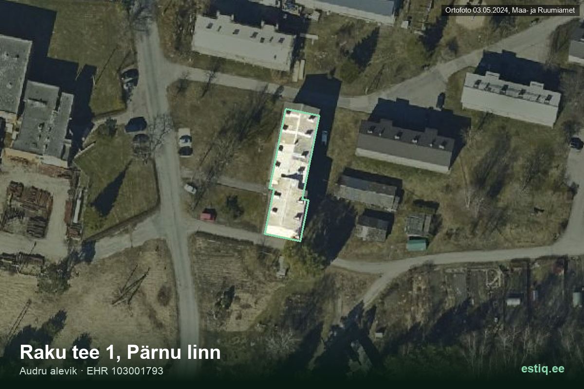 Raku tee 1, Pärnu – ilmakuva rakennuksesta, ääriviiva rakennusrekisteristä (EHR)