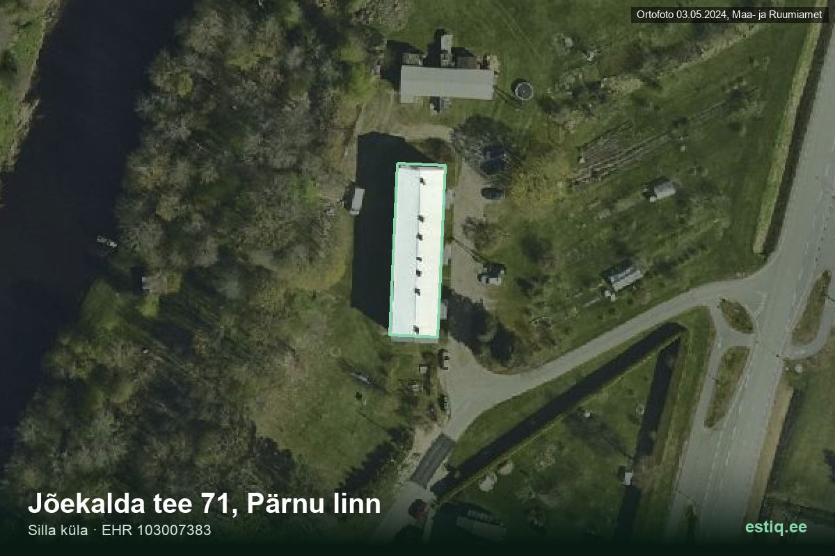 Jõekalda tee 71, Pärnu – ilmakuva rakennuksesta, ääriviiva rakennusrekisteristä (EHR)