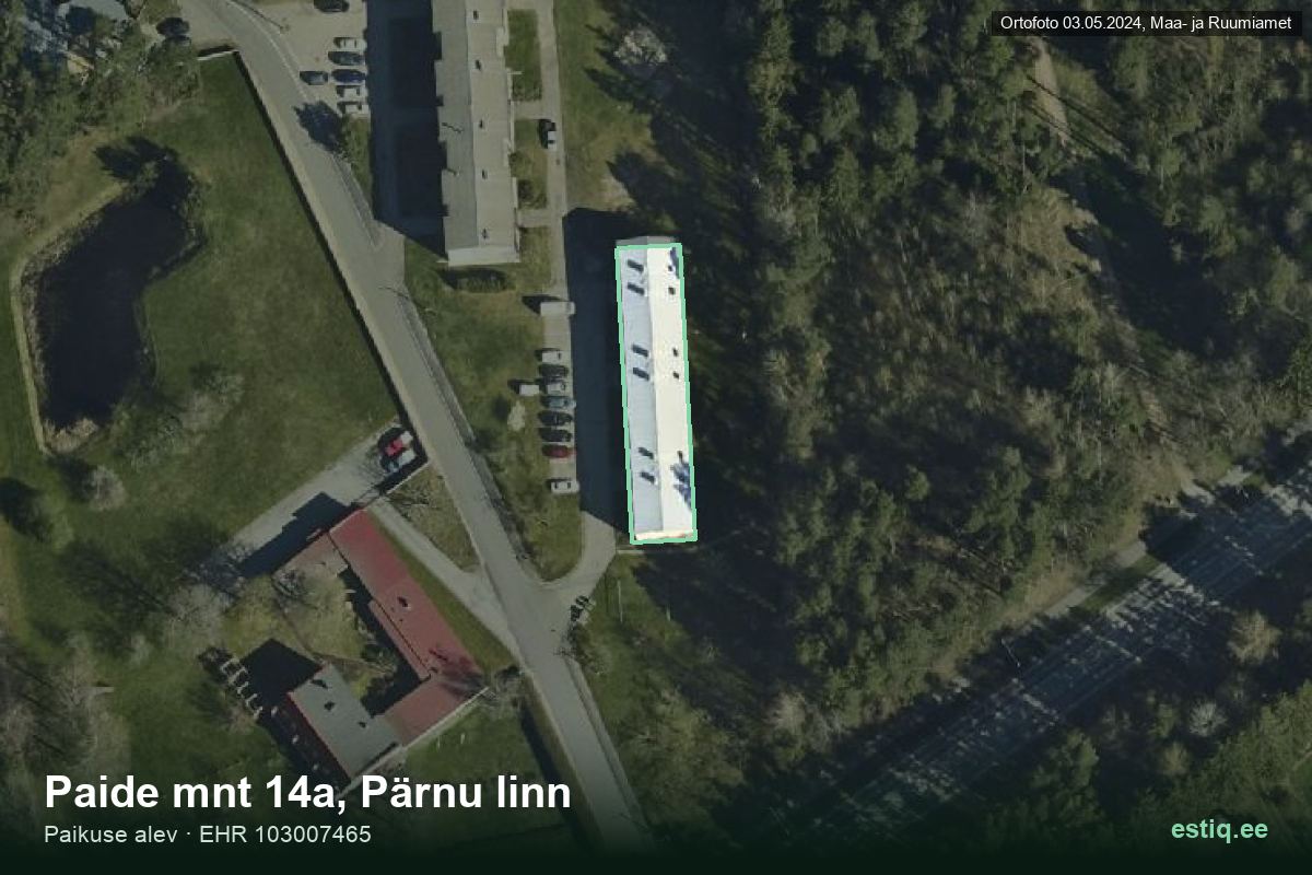 Paide mnt 14a, Pärnu – ilmakuva rakennuksesta, ääriviiva rakennusrekisteristä (EHR)
