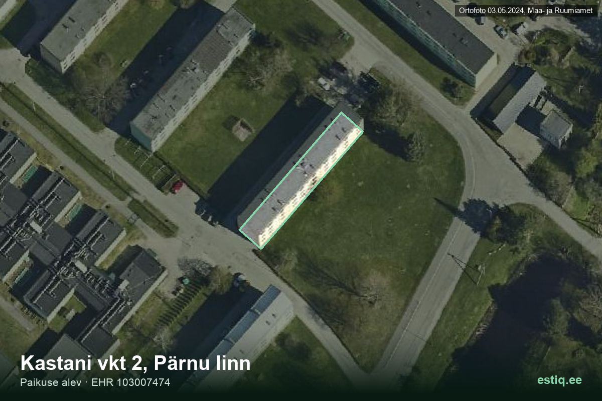 Kastani vkt 2, Pärnu – aerial photo of the building, outline from the Building Register (EHR)
