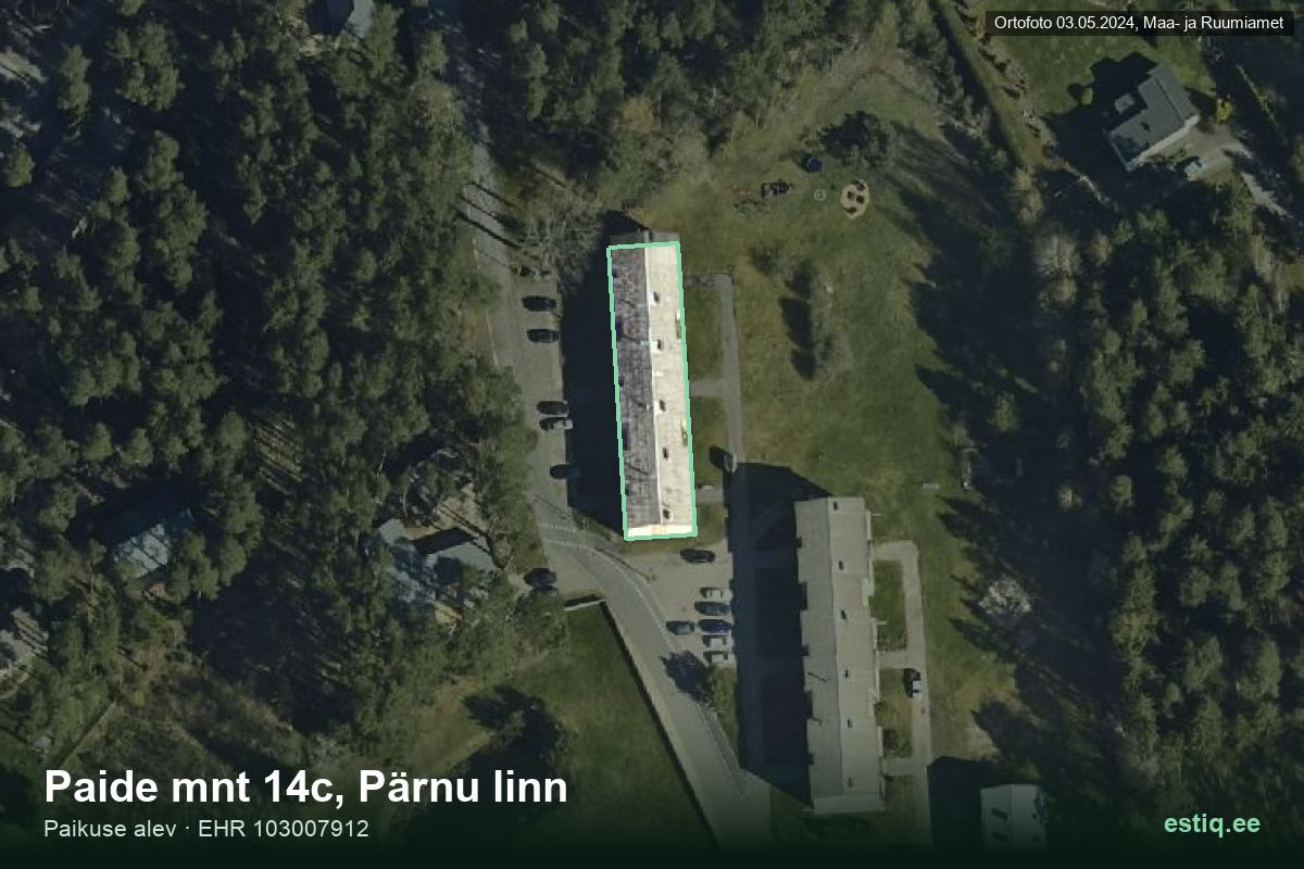 Paide mnt 14c, Pärnu – ilmakuva rakennuksesta, ääriviiva rakennusrekisteristä (EHR)