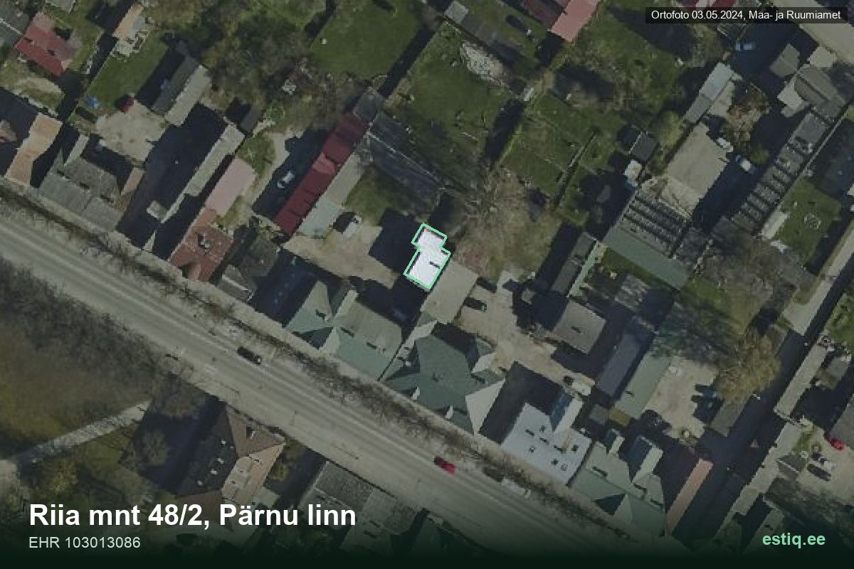 Riia mnt 48/2, Pärnu – hoone aerofoto, kontuur ehitisregistri (EHR) andmetest