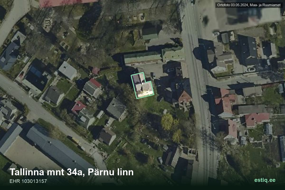 Tallinna mnt 34a, Pärnu – aerial photo of the building, outline from the Building Register (EHR)
