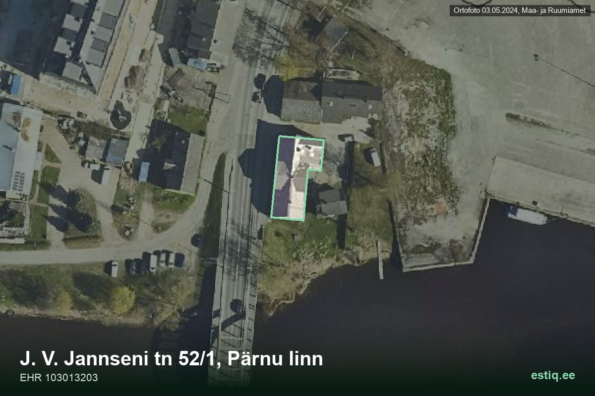 J. V. Jannseni tänav 52/1, Pärnu – hoone aerofoto, kontuur ehitisregistri (EHR) andmetest