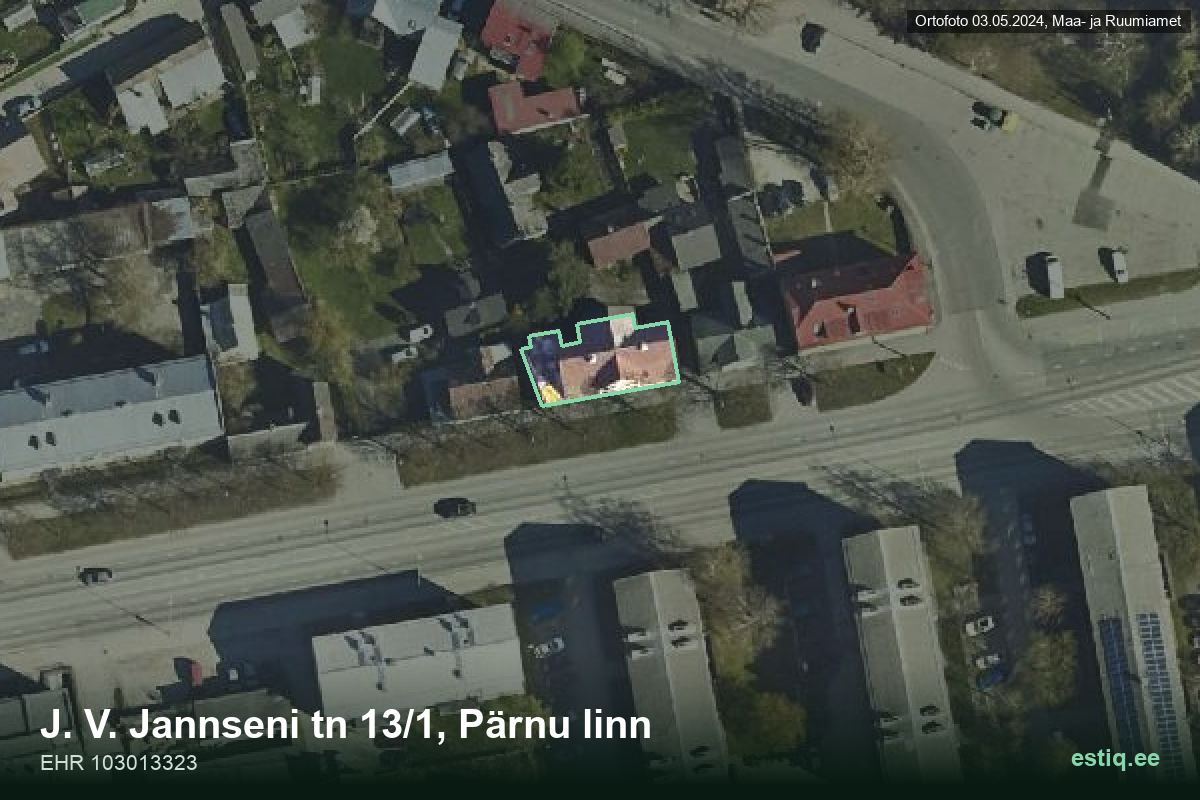 J. V. Jannseni tänav 13/1, Pärnu – hoone aerofoto, kontuur ehitisregistri (EHR) andmetest