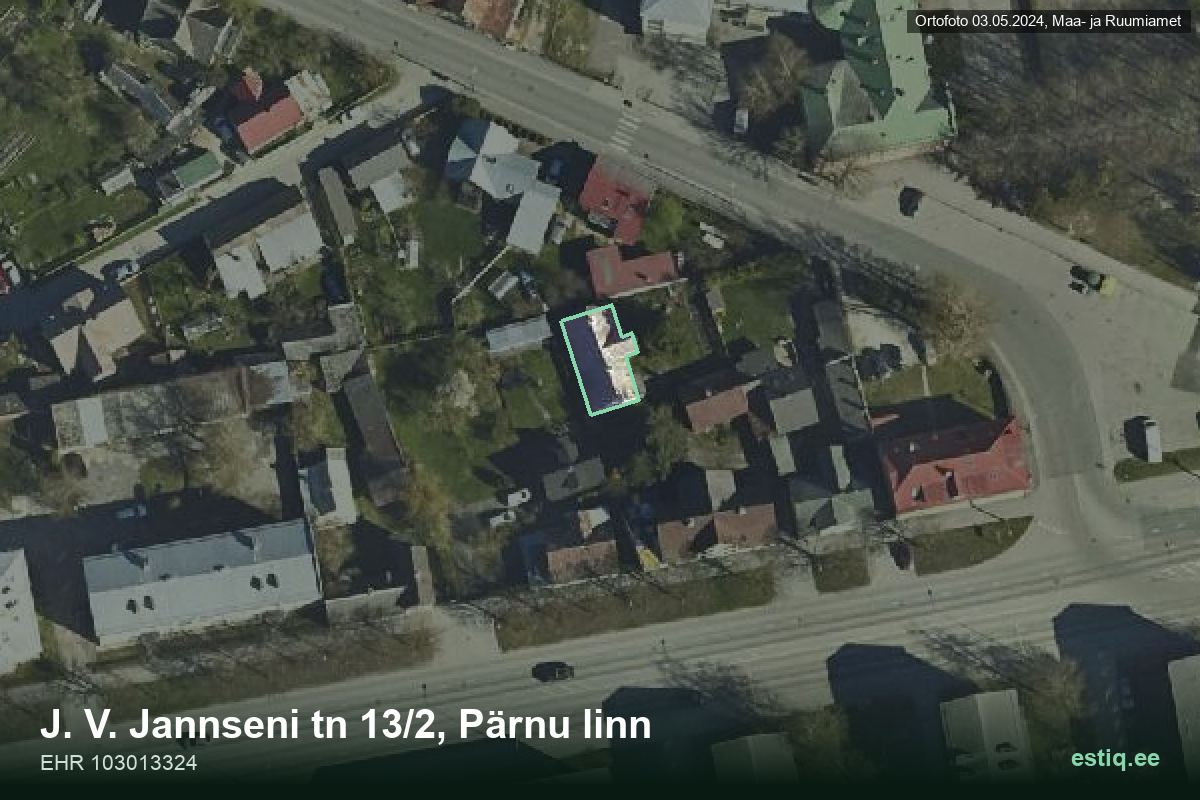 J. V. Jannseni tänav 13/2, Pärnu – hoone aerofoto, kontuur ehitisregistri (EHR) andmetest