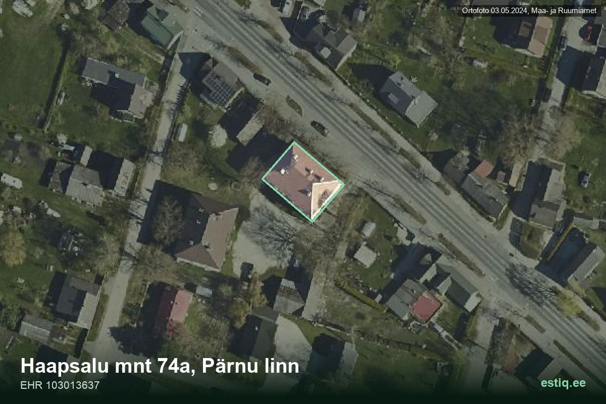 Haapsalu mnt 74a, Pärnu – aerial photo of the building, outline from the Building Register (EHR)