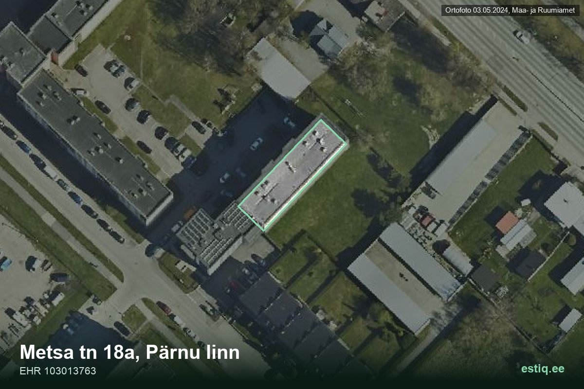 Metsa tänav 18a, Pärnu – hoone aerofoto, kontuur ehitisregistri (EHR) andmetest