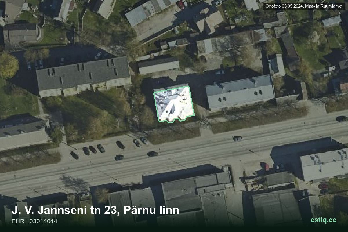 J. V. Jannseni tänav 23, Pärnu – hoone aerofoto, kontuur ehitisregistri (EHR) andmetest