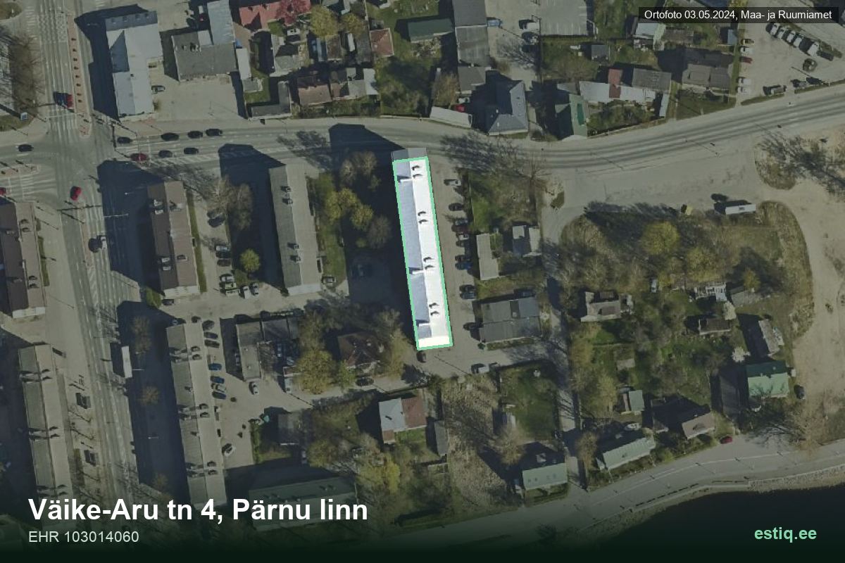 Väike-Aru tänav 4, Pärnu – ilmakuva rakennuksesta, ääriviiva rakennusrekisteristä (EHR)