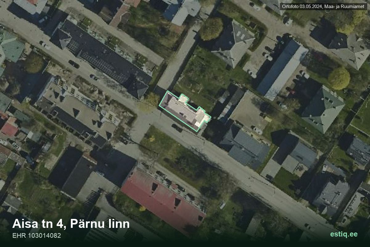 Aisa tänav 4, Pärnu – aerial photo of the building, outline from the Building Register (EHR)