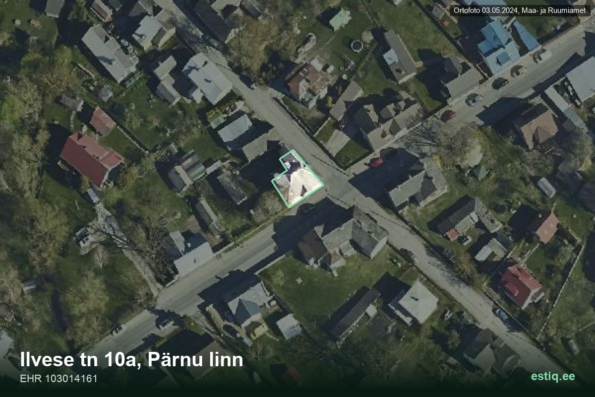 Ilvese tänav 10a, Pärnu – aerial photo of the building, outline from the Building Register (EHR)