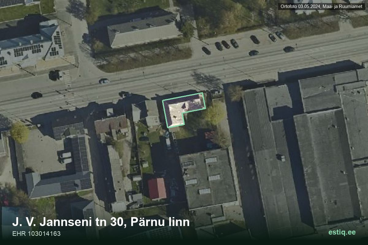 J. V. Jannseni tänav 30, Pärnu – hoone aerofoto, kontuur ehitisregistri (EHR) andmetest