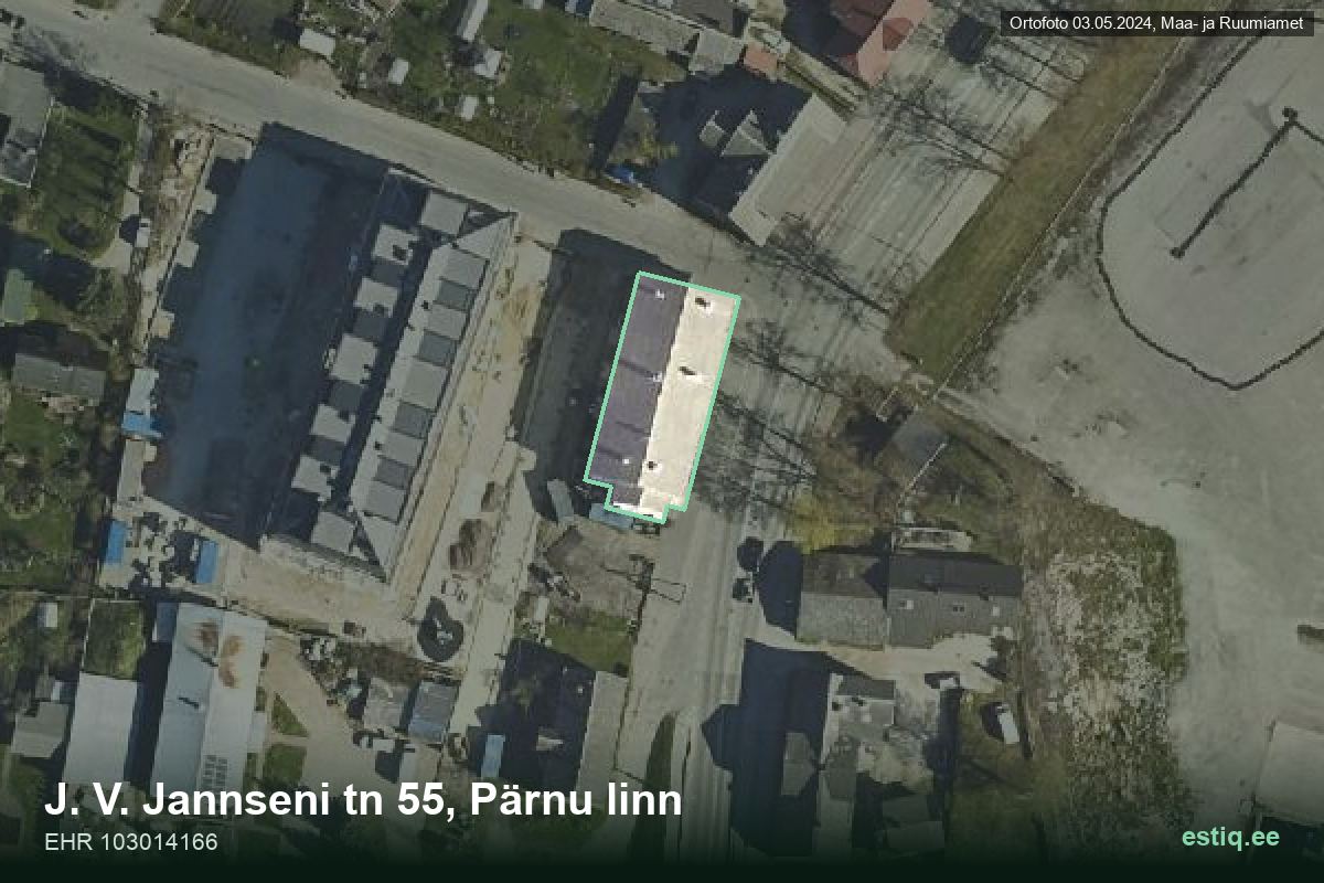 J. V. Jannseni tänav 55, Pärnu – hoone aerofoto, kontuur ehitisregistri (EHR) andmetest