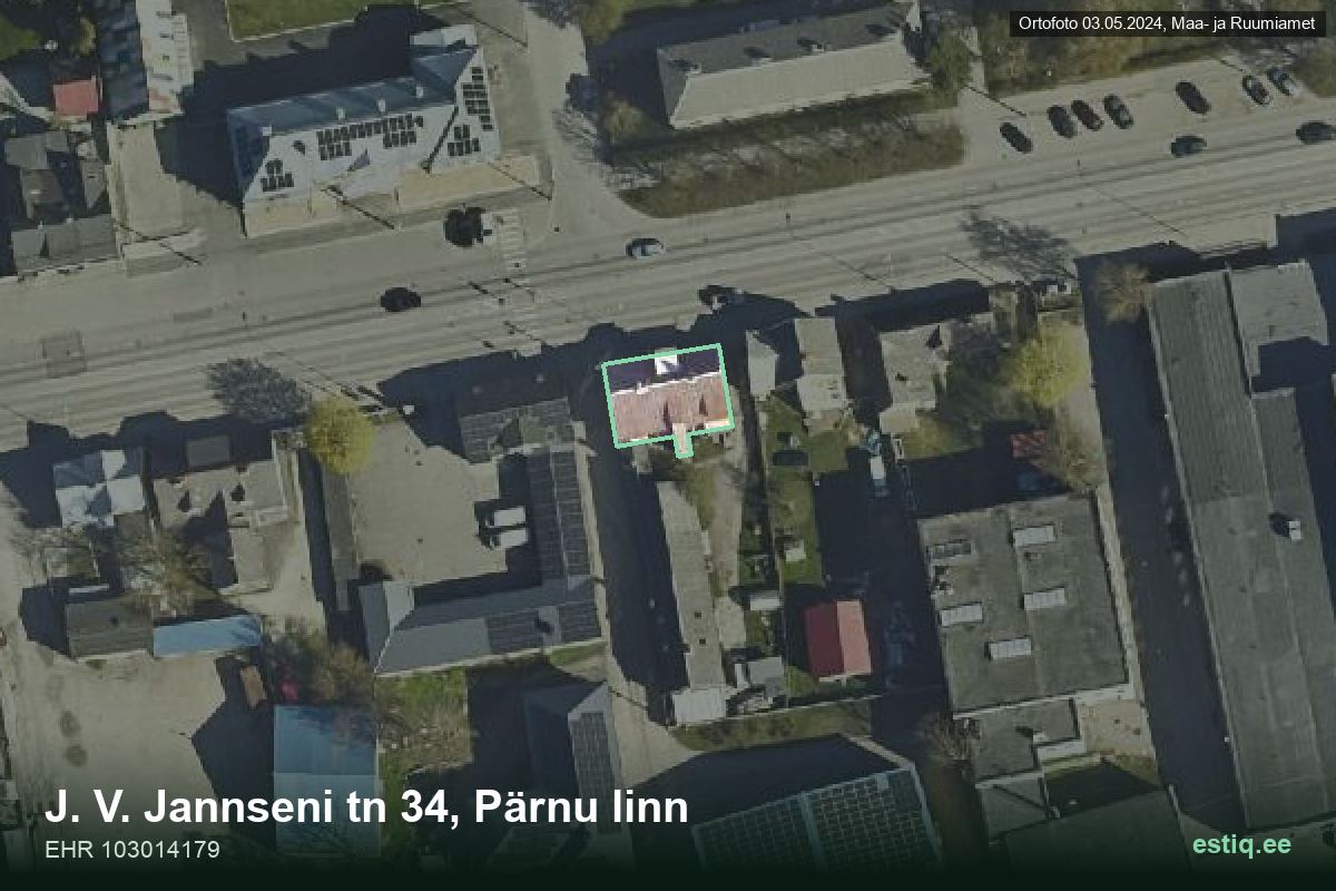 J. V. Jannseni tänav 34, Pärnu – hoone aerofoto, kontuur ehitisregistri (EHR) andmetest
