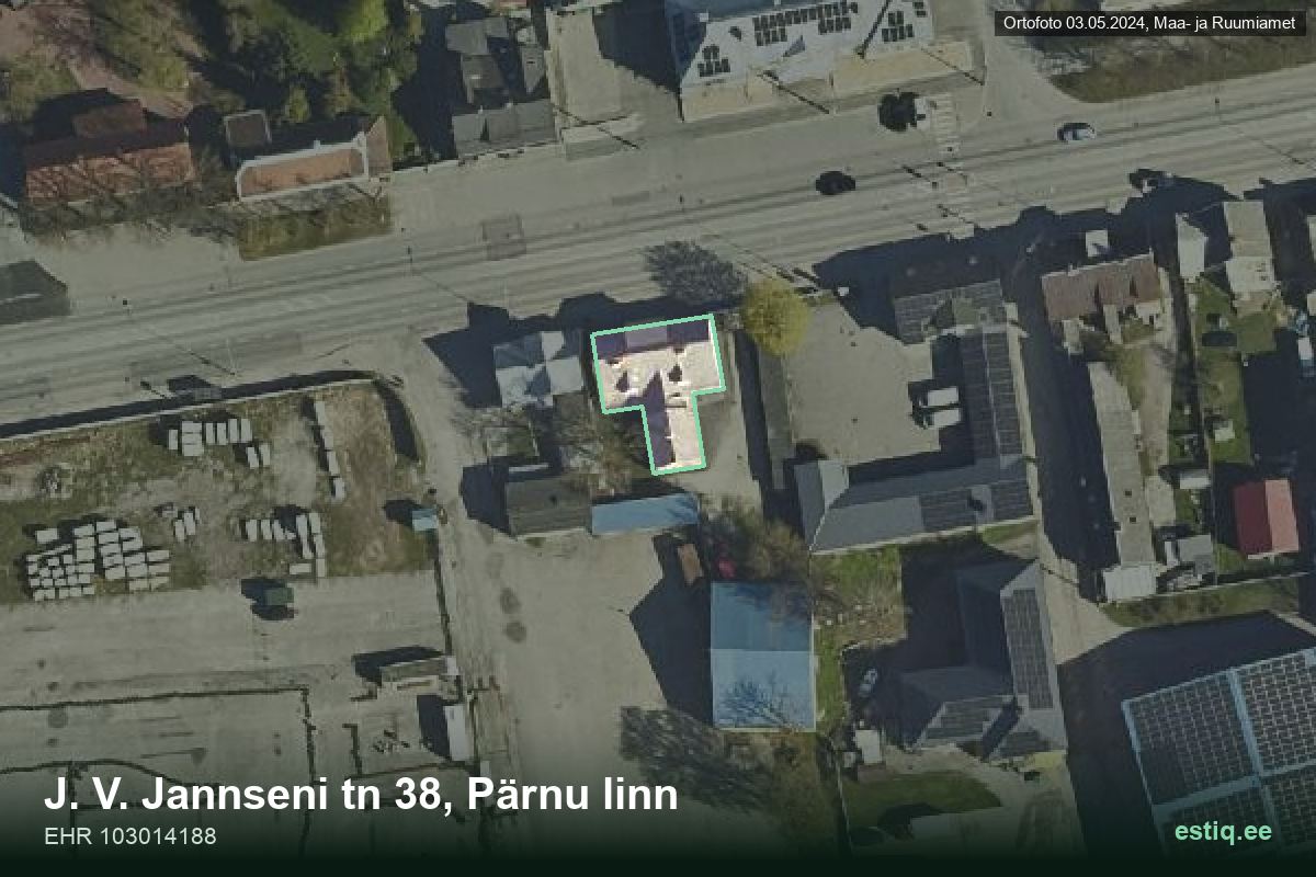 J. V. Jannseni tänav 38, Pärnu – hoone aerofoto, kontuur ehitisregistri (EHR) andmetest
