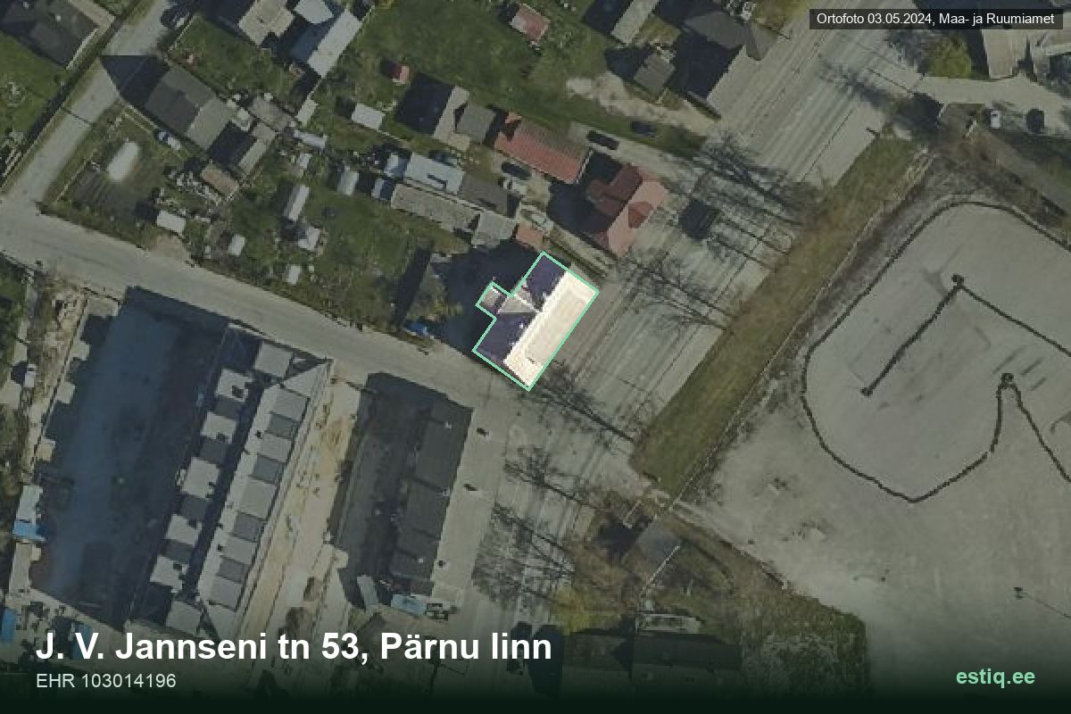 J. V. Jannseni tänav 53, Pärnu – hoone aerofoto, kontuur ehitisregistri (EHR) andmetest
