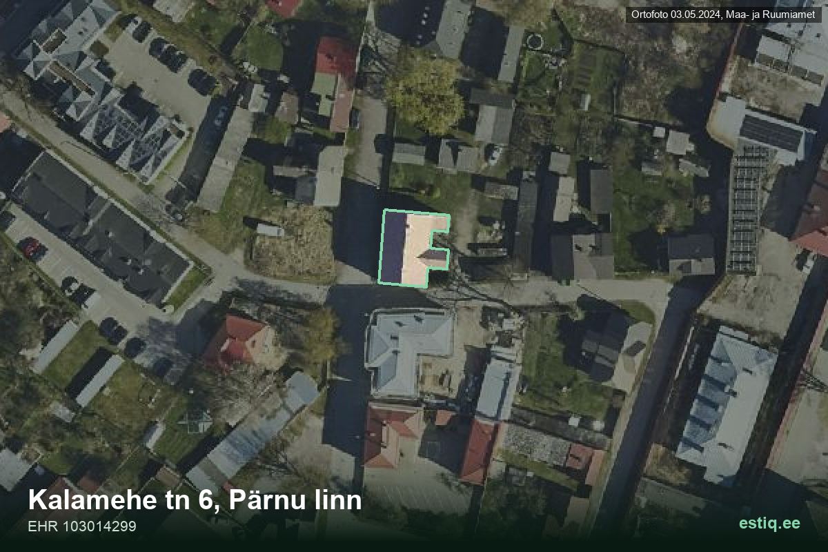 Kalamehe tänav 6, Pärnu – aerial photo of the building, outline from the Building Register (EHR)