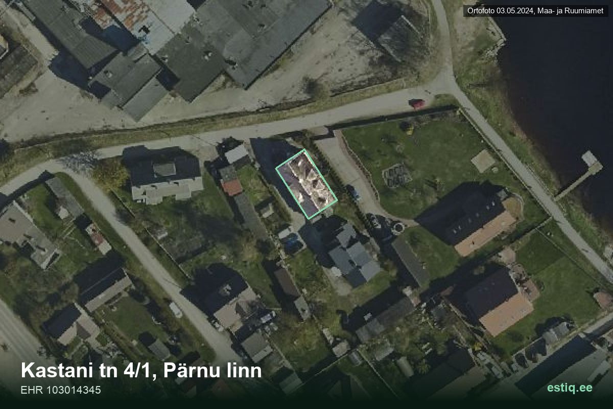 Kastani tänav 4/1, Pärnu – hoone aerofoto, kontuur ehitisregistri (EHR) andmetest