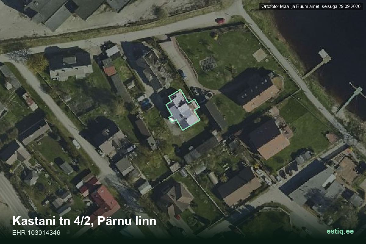 Kastani tänav 4/2, Pärnu – hoone aerofoto, kontuur ehitisregistri (EHR) andmetest