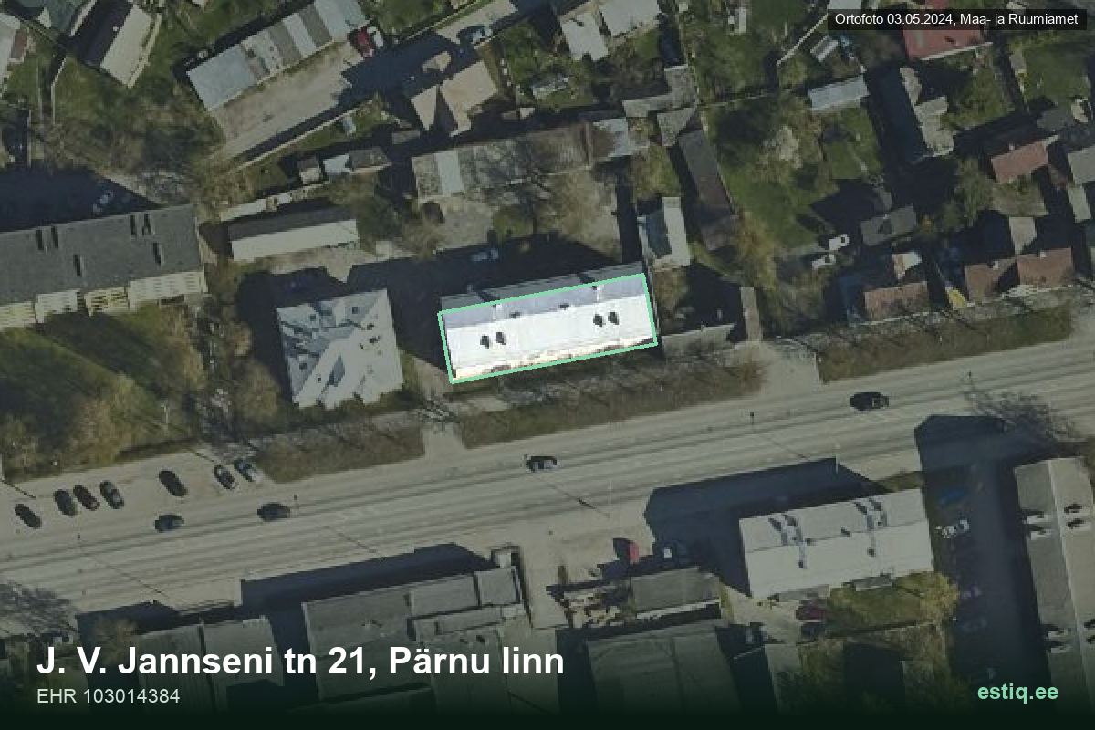 J. V. Jannseni tänav 21, Pärnu – hoone aerofoto, kontuur ehitisregistri (EHR) andmetest