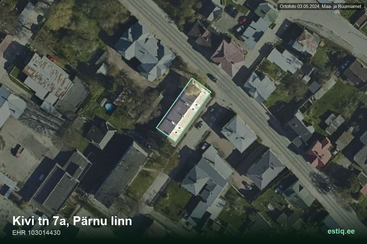 Kivi tänav 7a, Pärnu – aerial photo of the building, outline from the Building Register (EHR)