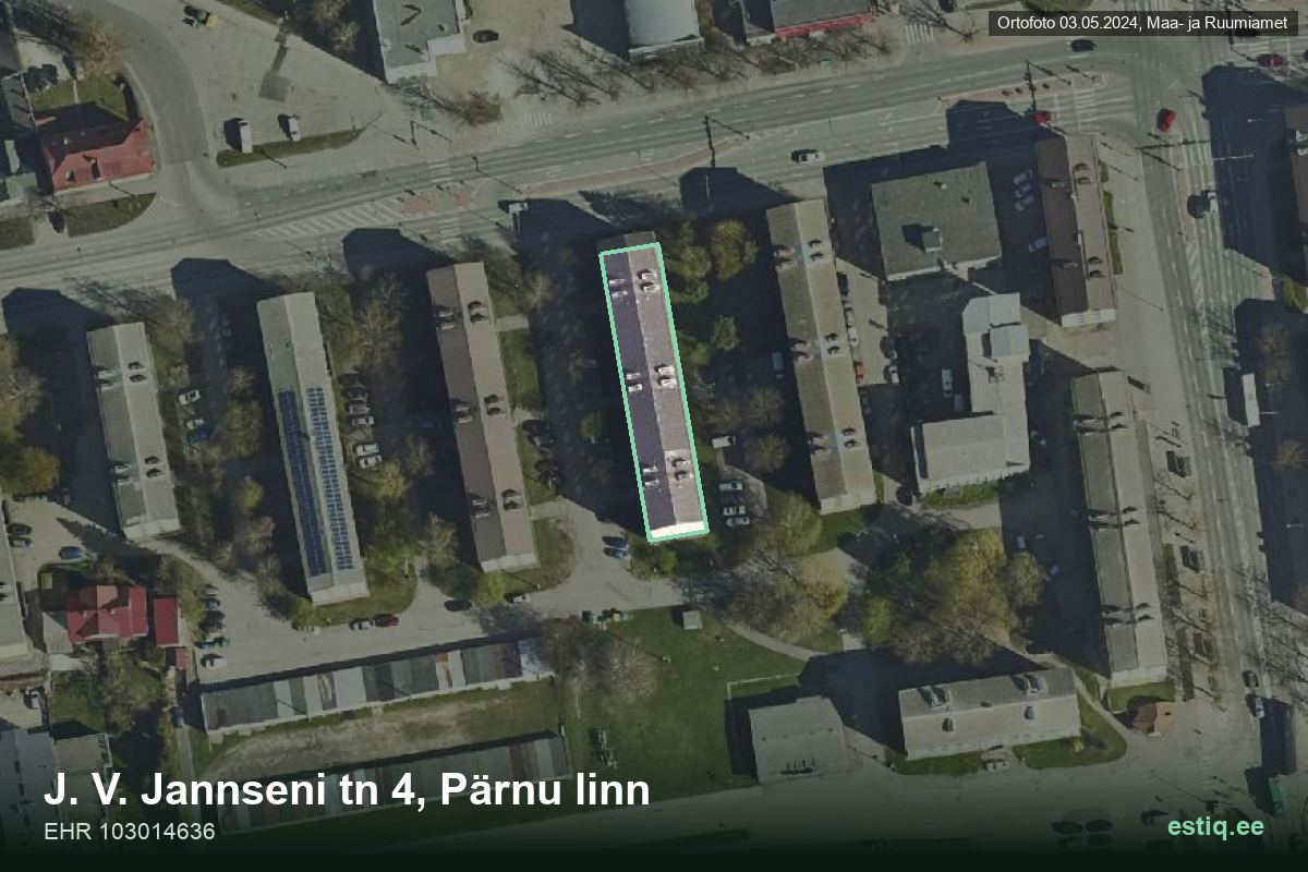 J. V. Jannseni tänav 4, Pärnu – hoone aerofoto, kontuur ehitisregistri (EHR) andmetest