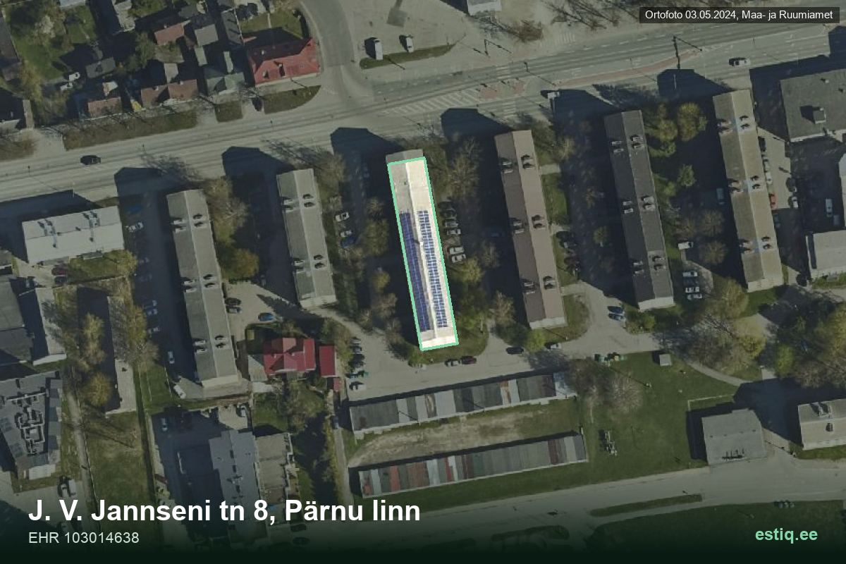 J. V. Jannseni tänav 8, Pärnu – hoone aerofoto, kontuur ehitisregistri (EHR) andmetest
