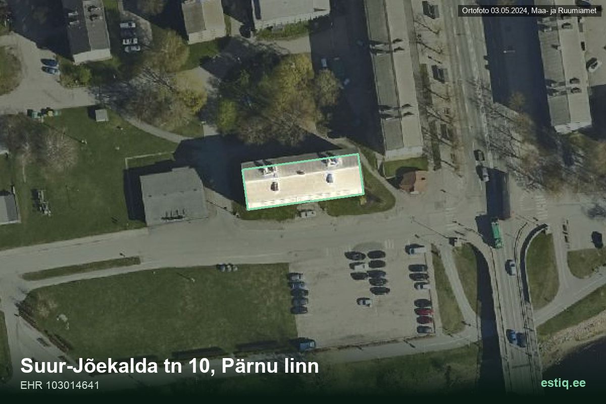 Suur-Jõekalda tänav 10, Pärnu – ilmakuva rakennuksesta, ääriviiva rakennusrekisteristä (EHR)