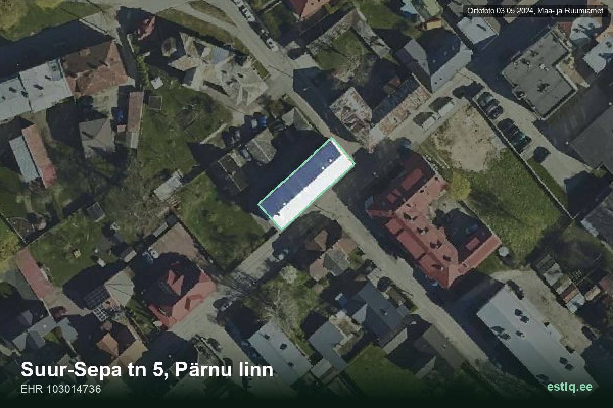 Suur-Sepa tänav 5, Pärnu – aerial photo of the building, outline from the Building Register (EHR)