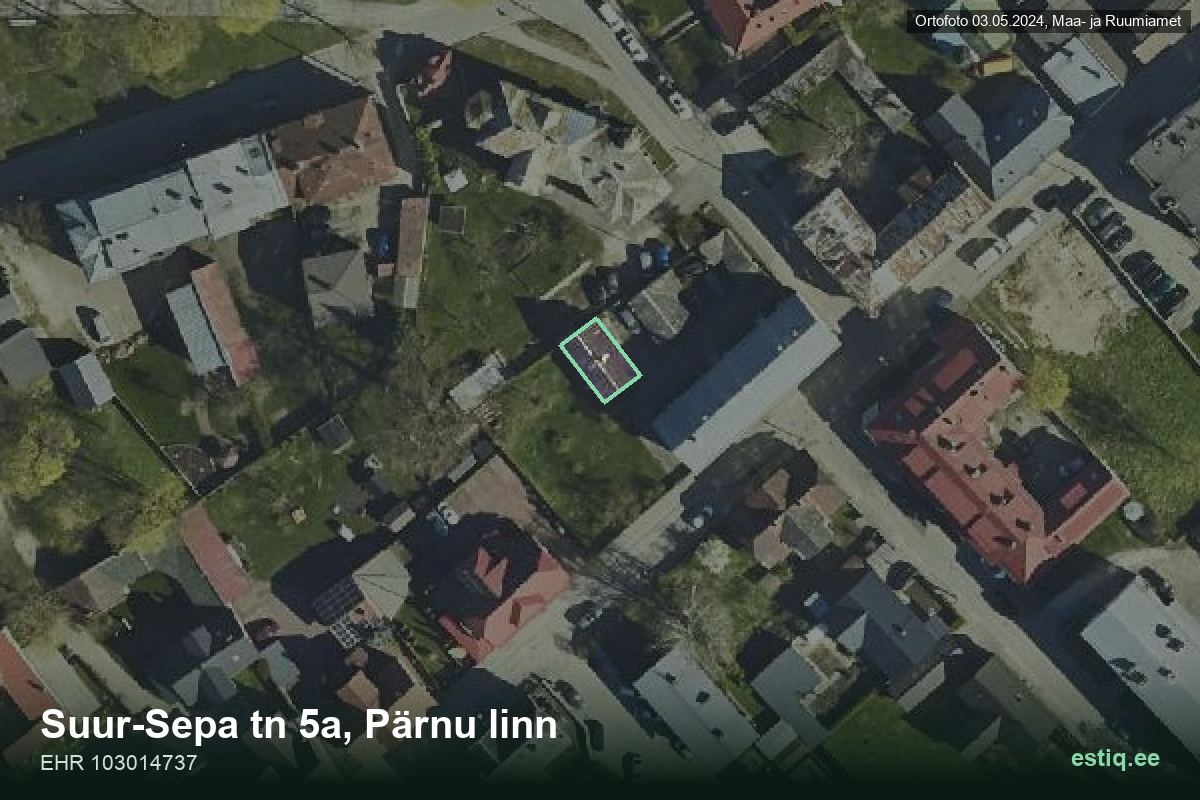 Suur-Sepa tänav 5a, Pärnu – aerial photo of the building, outline from the Building Register (EHR)