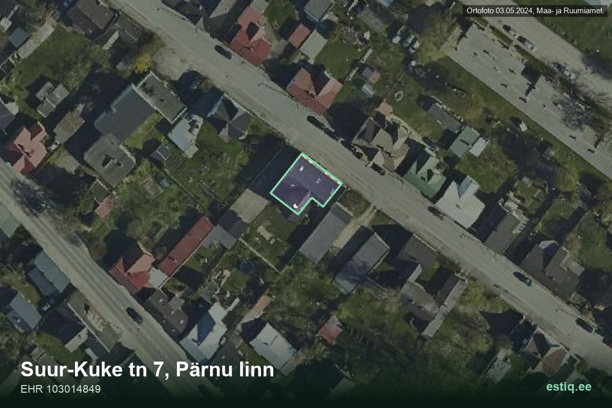 Suur-Kuke tänav 7, Pärnu – aerial photo of the building, outline from the Building Register (EHR)
