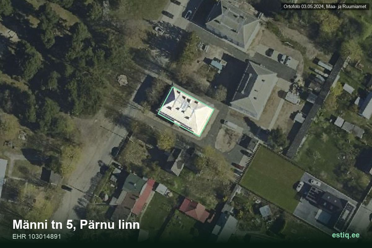 Männi 5, Pärnu linn – aerial photo of the building, outline from the Building Register (EHR)