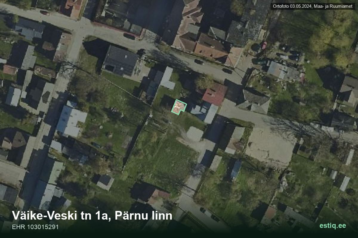 Väike-Veski tänav 1a, Pärnu – hoone aerofoto, kontuur ehitisregistri (EHR) andmetest
