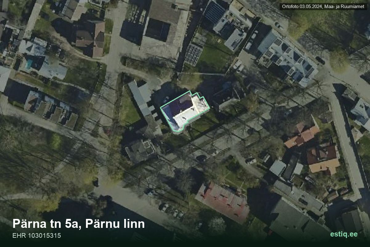 Pärna tänav 5a, Pärnu – aerial photo of the building, outline from the Building Register (EHR)