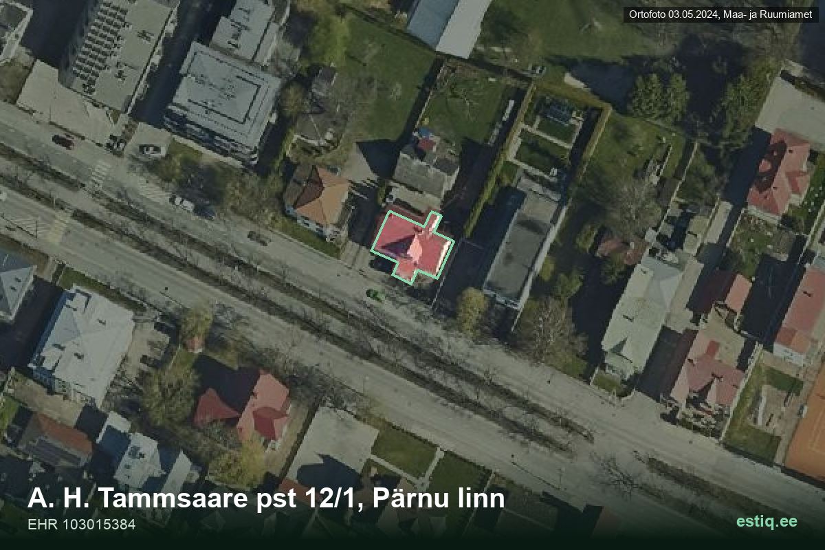 Tammsaare pst 12/1, Pärnu – hoone aerofoto, kontuur ehitisregistri (EHR) andmetest