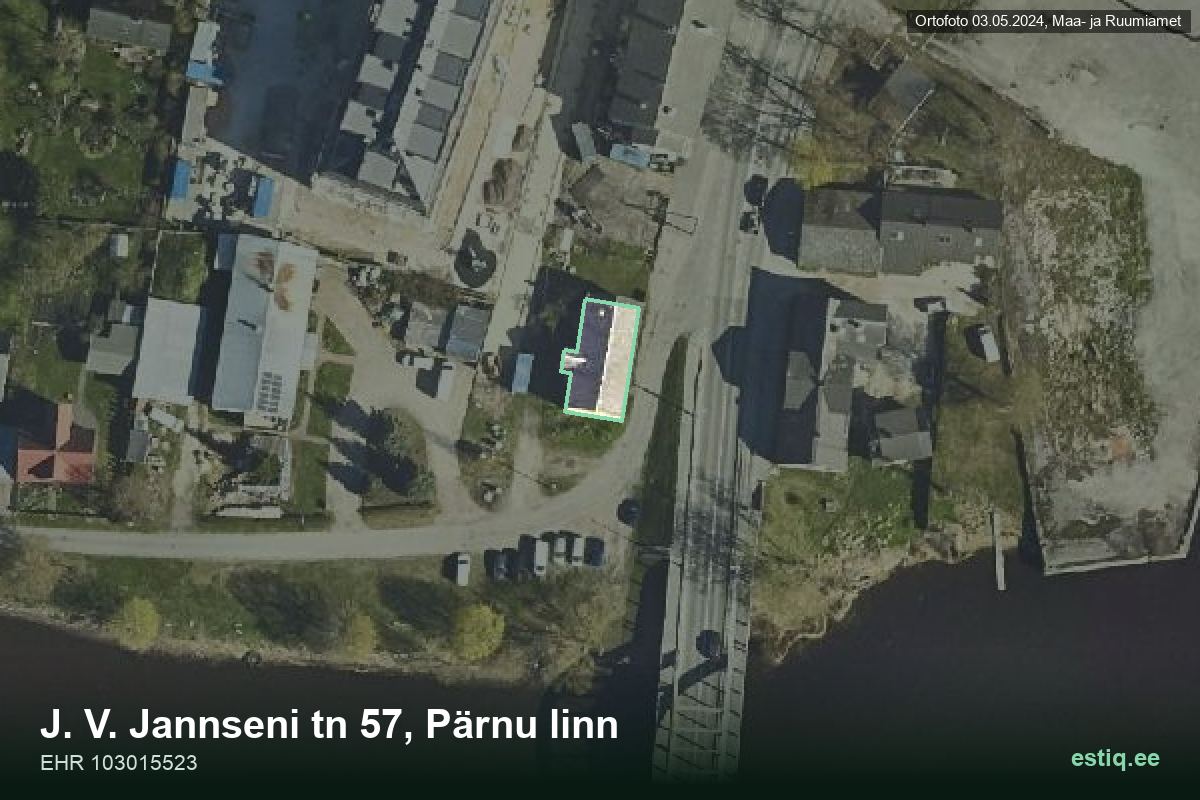 J. V. Jannseni tänav 57, Pärnu – hoone aerofoto, kontuur ehitisregistri (EHR) andmetest