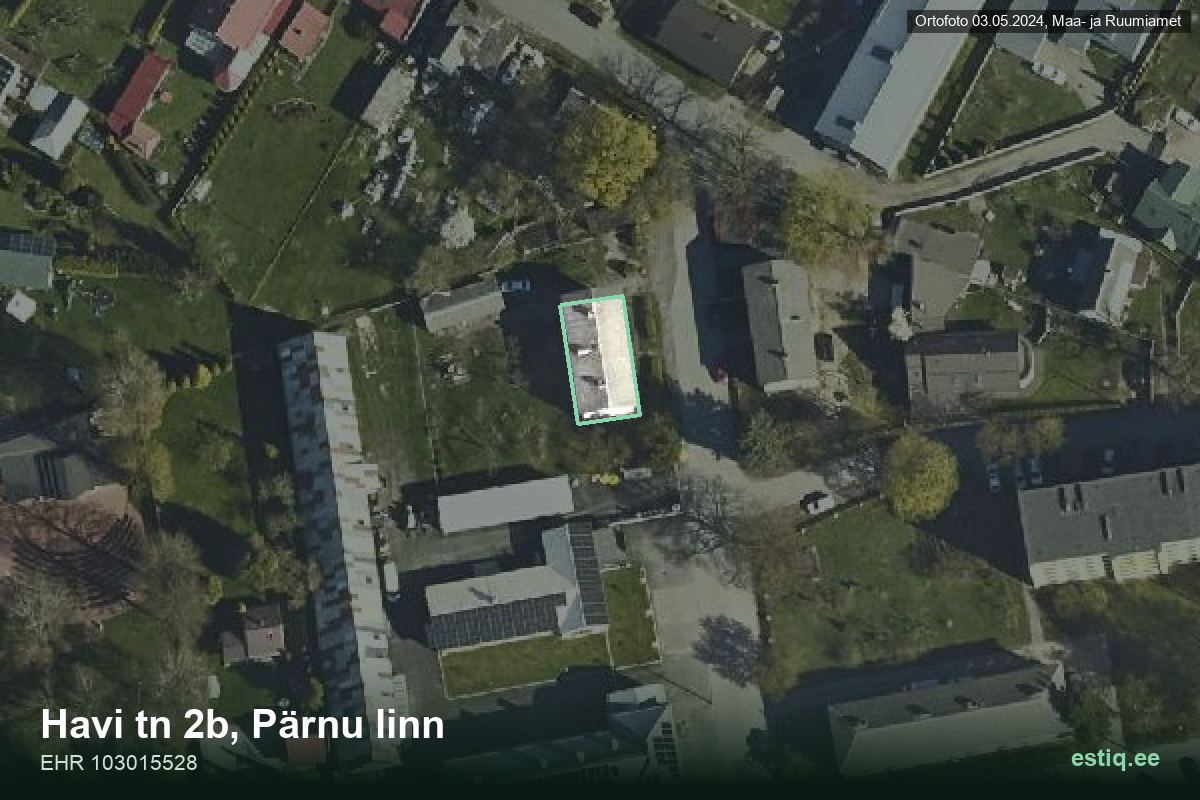 Havi tänav 2b, Pärnu – hoone aerofoto, kontuur ehitisregistri (EHR) andmetest