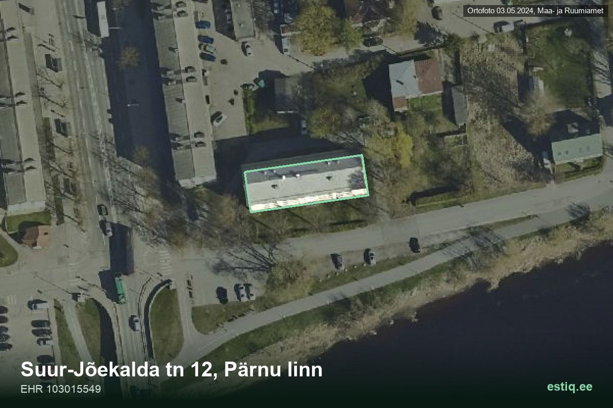 Suur-Jõekalda tänav 12, Pärnu – ilmakuva rakennuksesta, ääriviiva rakennusrekisteristä (EHR)