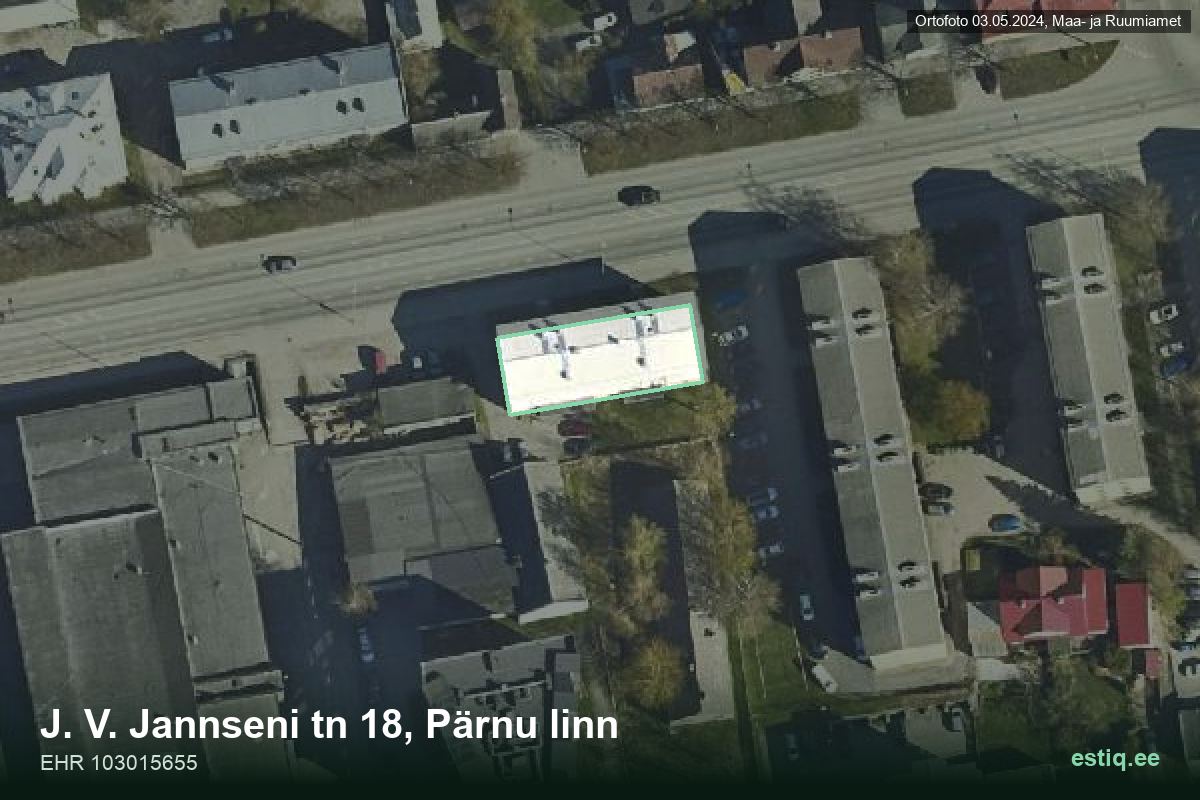 J. V. Jannseni tänav 18, Pärnu – hoone aerofoto, kontuur ehitisregistri (EHR) andmetest