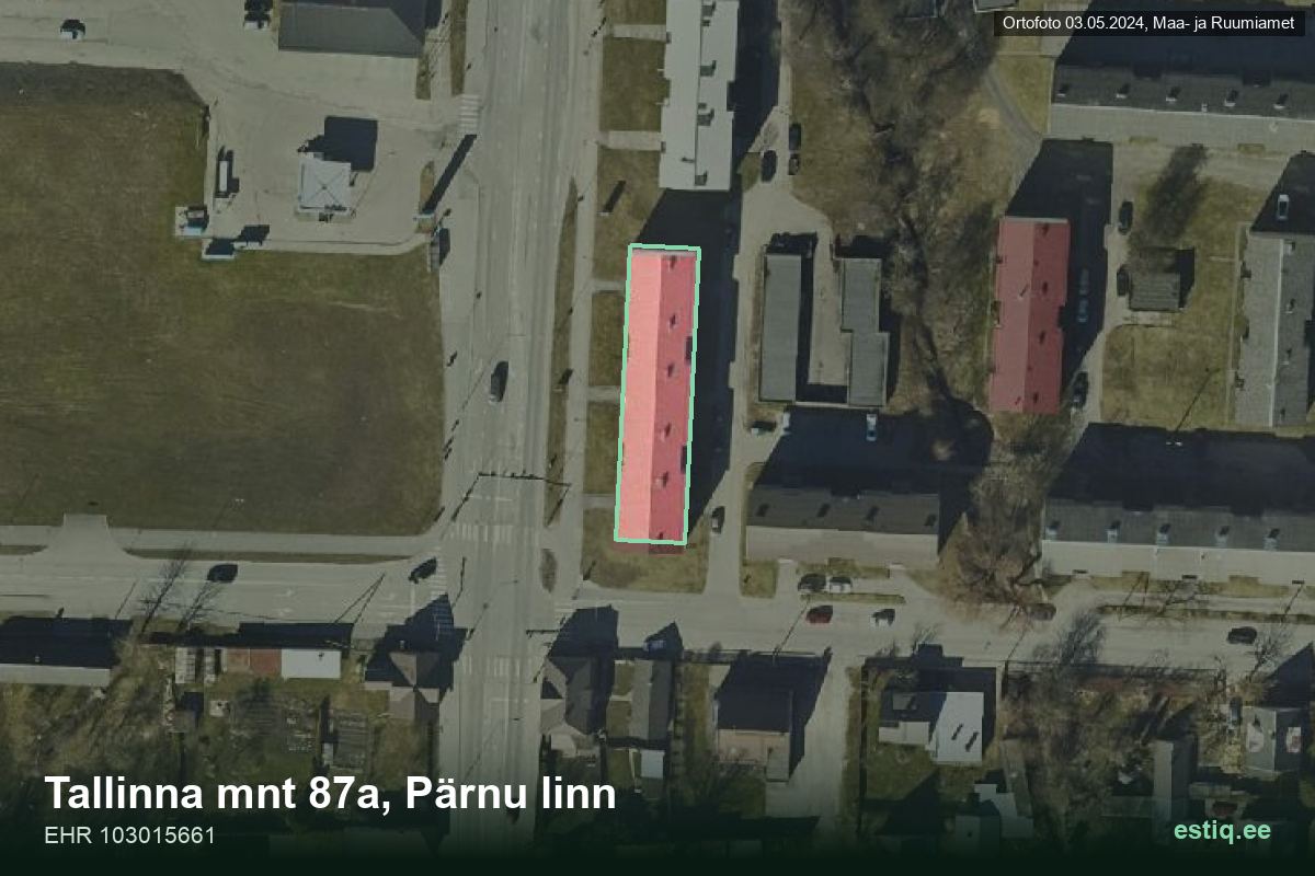 Tallinna mnt 87a, Pärnu – ilmakuva rakennuksesta, ääriviiva rakennusrekisteristä (EHR)